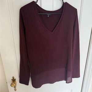 Dynamite Women's Deep Burgundy V-Neck Long Sleeve Top